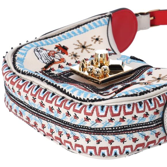 Christian Louboutin Carasky Mini Shoulder Bag 3225075 Cream Red Multi Leather - Picture 5 of 8